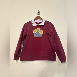 Adrian Delafield Sweater Womens Medium Collared Sunflower Grandma Cottage Core